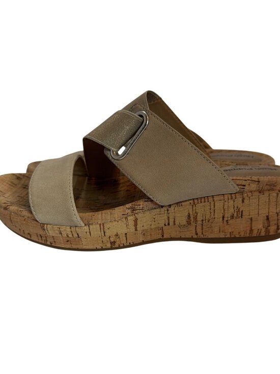 Hush Puppies COCO Gold Slide Wedge Sandals With Cork Sole Womens Size 6 - Picture 5 of 9